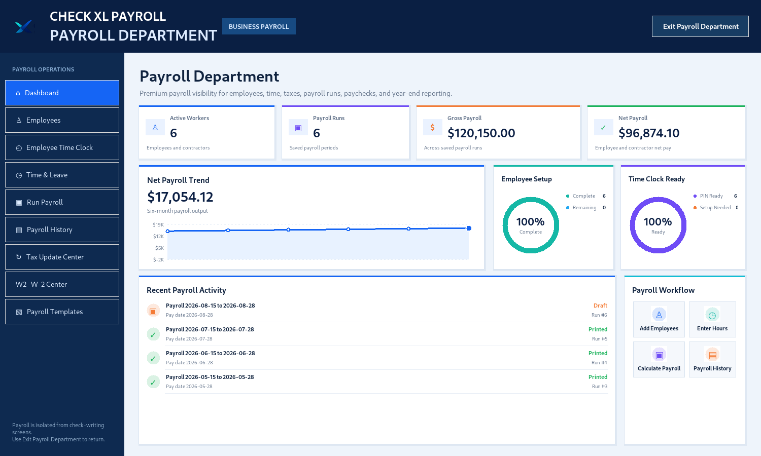 Check XL Payroll Department