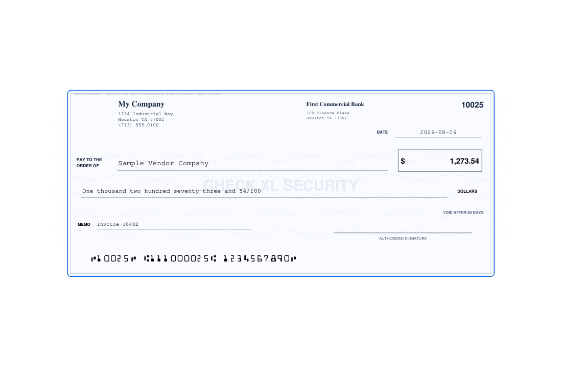 Classic Blue Check XL template preview