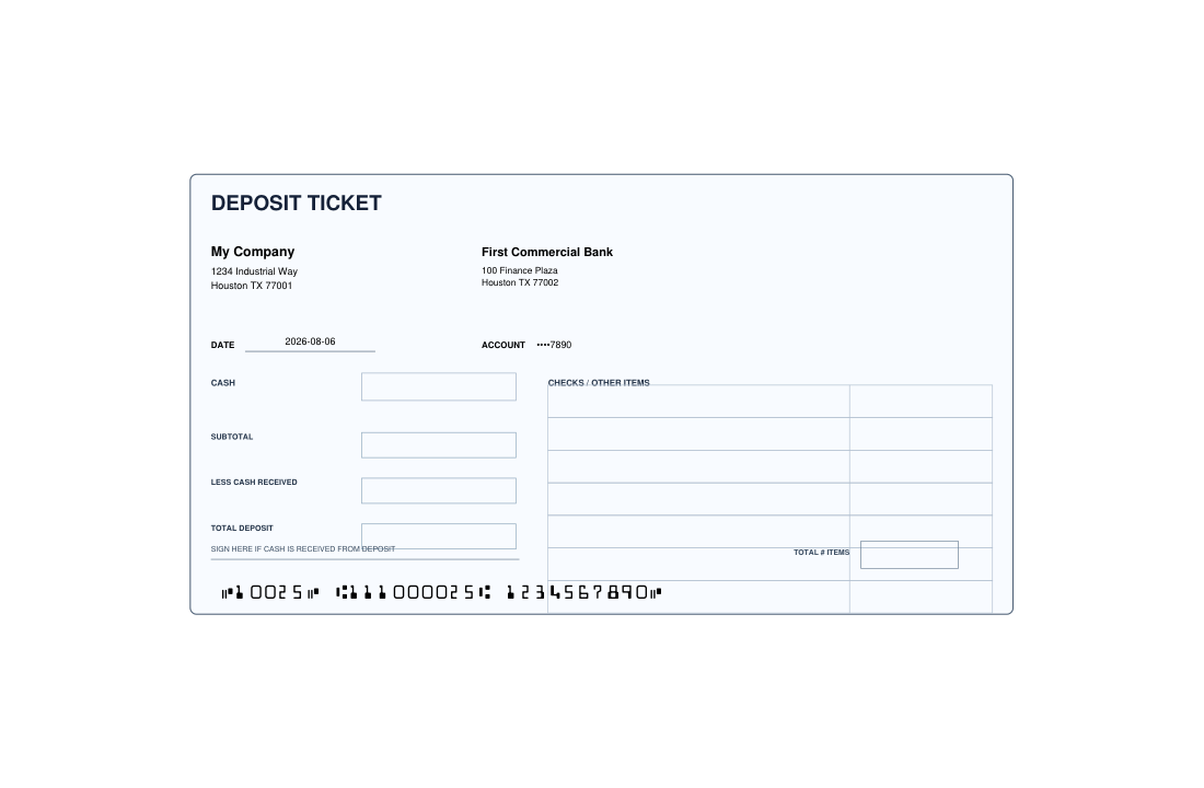Deposit Slip Compact Check XL template preview