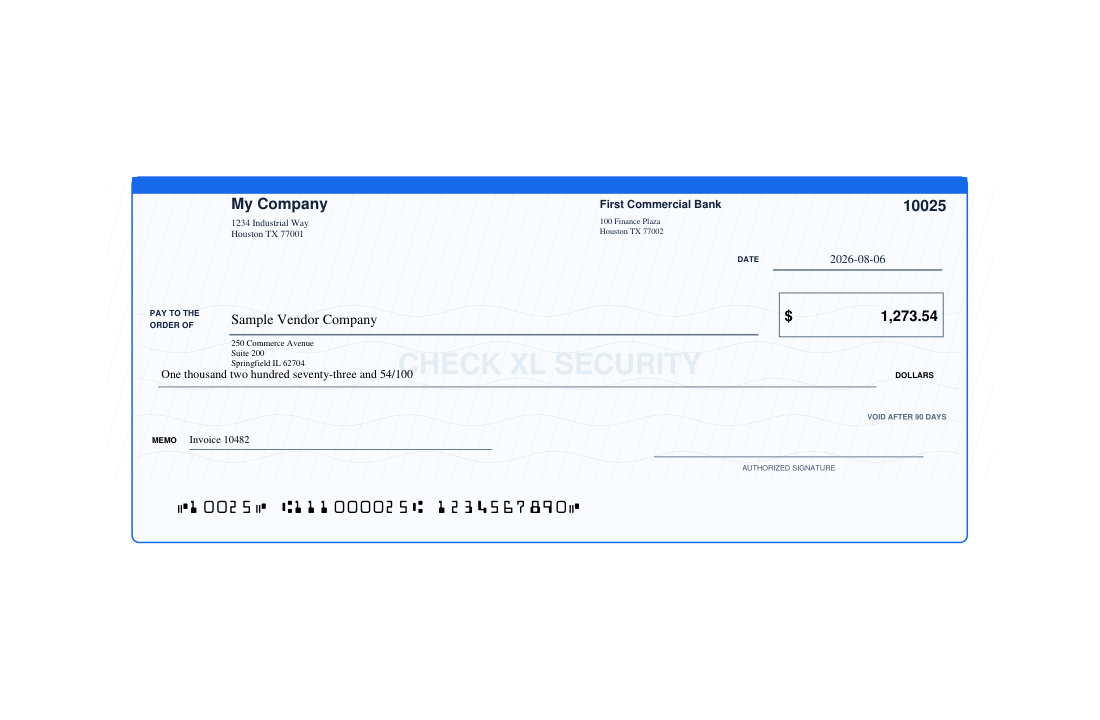 Executive Navy Check XL template preview