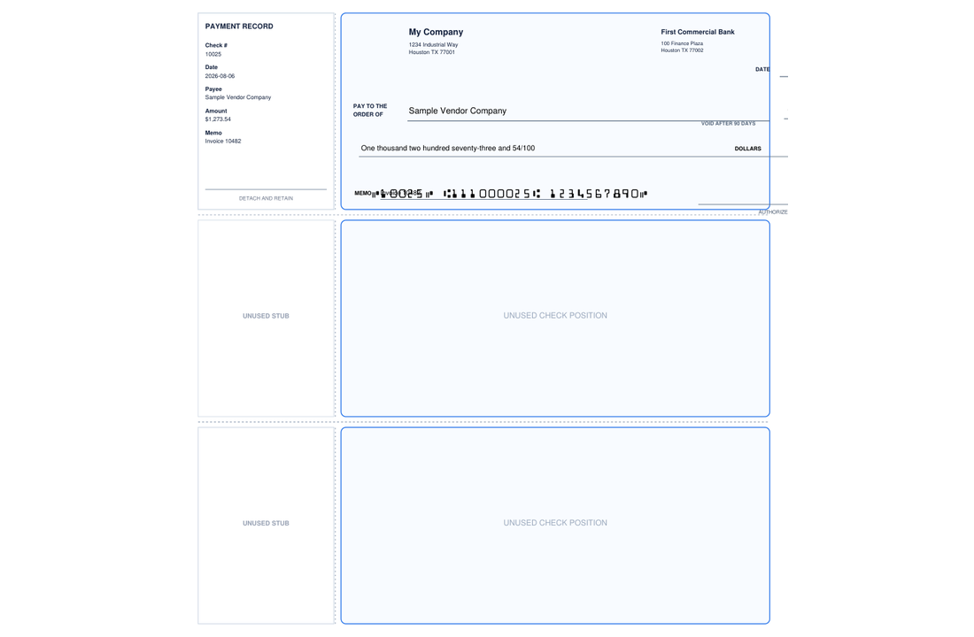 Wallet 3-Up Personal Checks Check XL template preview